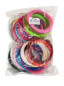 WKŁADY ZAPAS DO DŁUGOPISU 3D FILAMENT PLA ZESTAW 20 KOL. 100 M 1,75 MM MIX